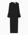 Triacetate Polyester Asymmetrical Neck Dress - black