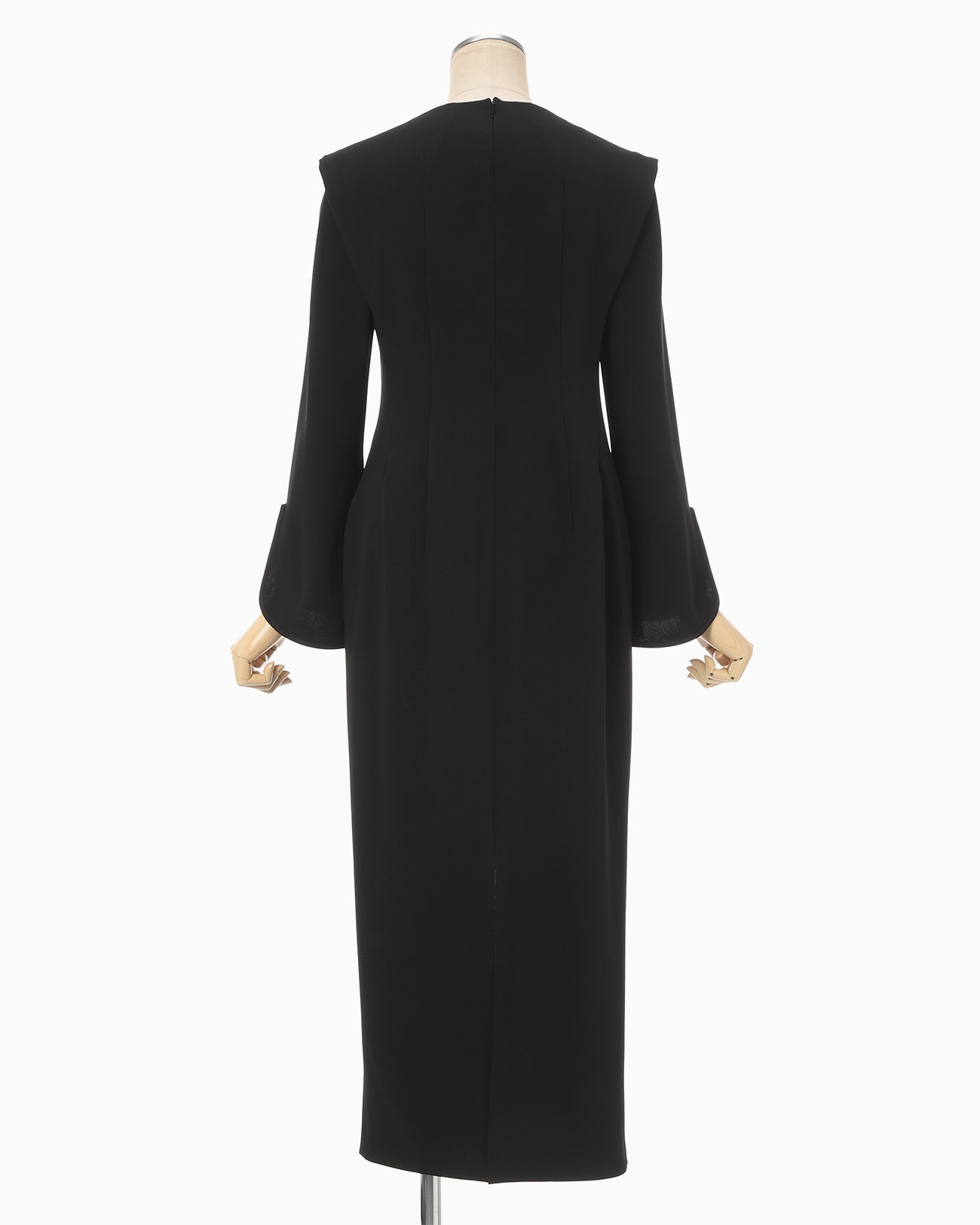 Triacetate Polyester Asymmetrical Neck Dress - black - Mame Kurogouchi