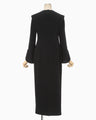 Triacetate Polyester Asymmetrical Neck Dress - black