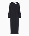 Triacetate Polyester Asymmetrical Neck Dress - navy