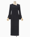 Triacetate Polyester Asymmetrical Neck Dress - navy
