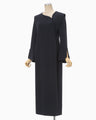 Triacetate Polyester Asymmetrical Neck Dress - navy