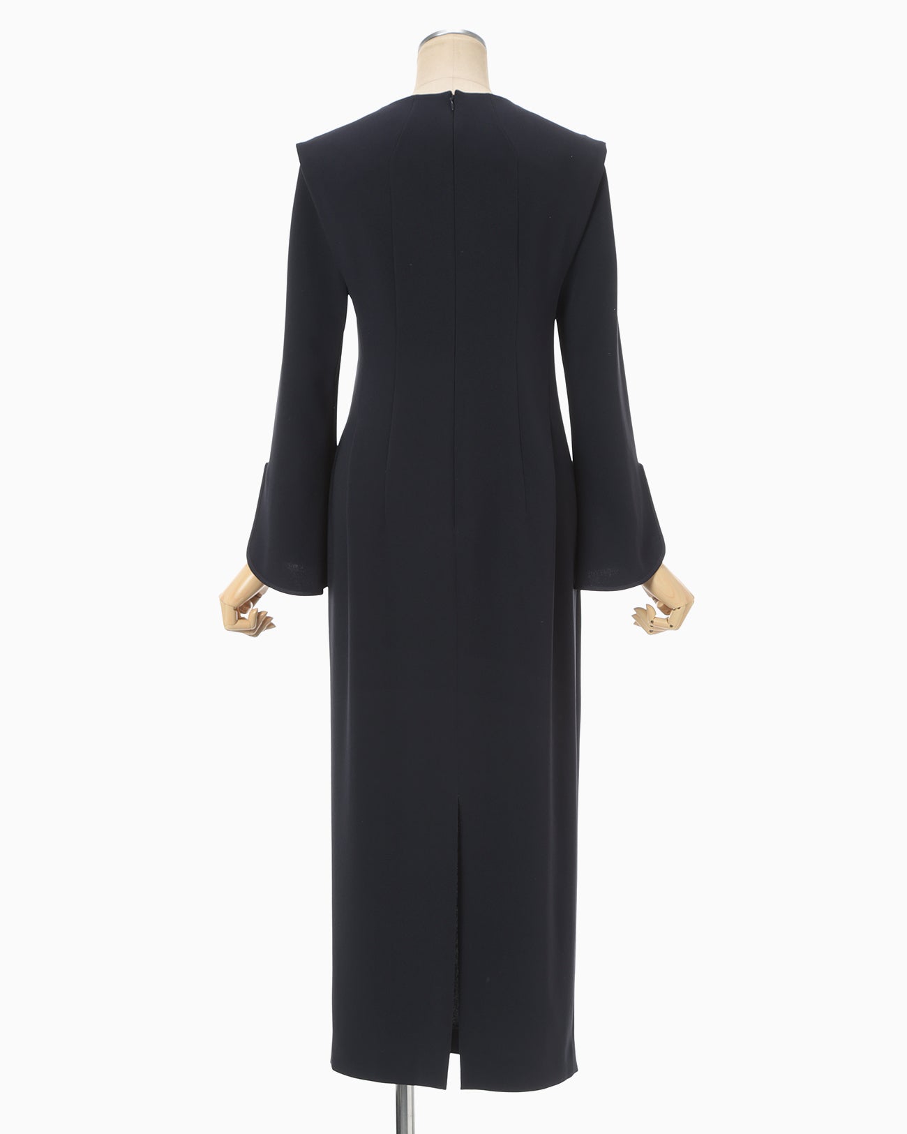 Triacetate Polyester Asymmetrical Neck Dress - navy - Mame Kurogouchi