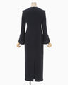 Triacetate Polyester Asymmetrical Neck Dress - navy