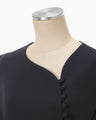 Triacetate Polyester Asymmetrical Neck Dress - navy