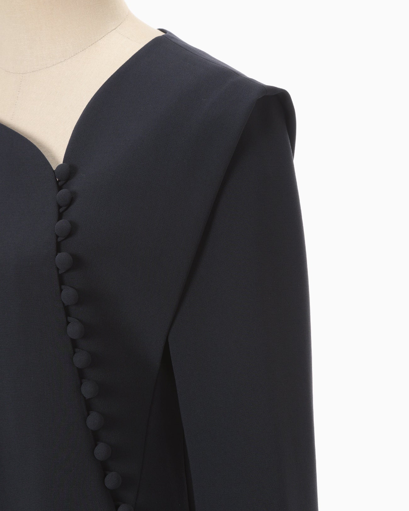 Triacetate Polyester Asymmetrical Neck Dress - navy - Mame Kurogouchi