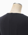 Triacetate Polyester Asymmetrical Neck Dress - navy
