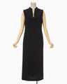 Triacetate Polyester Sleeveless Dress - black