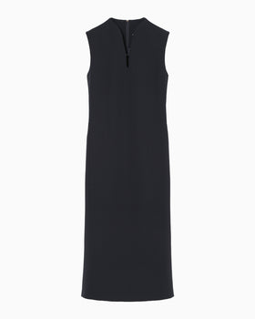 Triacetate Polyester Sleeveless Dress - navy