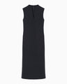 Triacetate Polyester Sleeveless Dress - navy