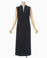 Triacetate Polyester Sleeveless Dress - navy