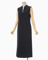 Triacetate Polyester Sleeveless Dress - navy