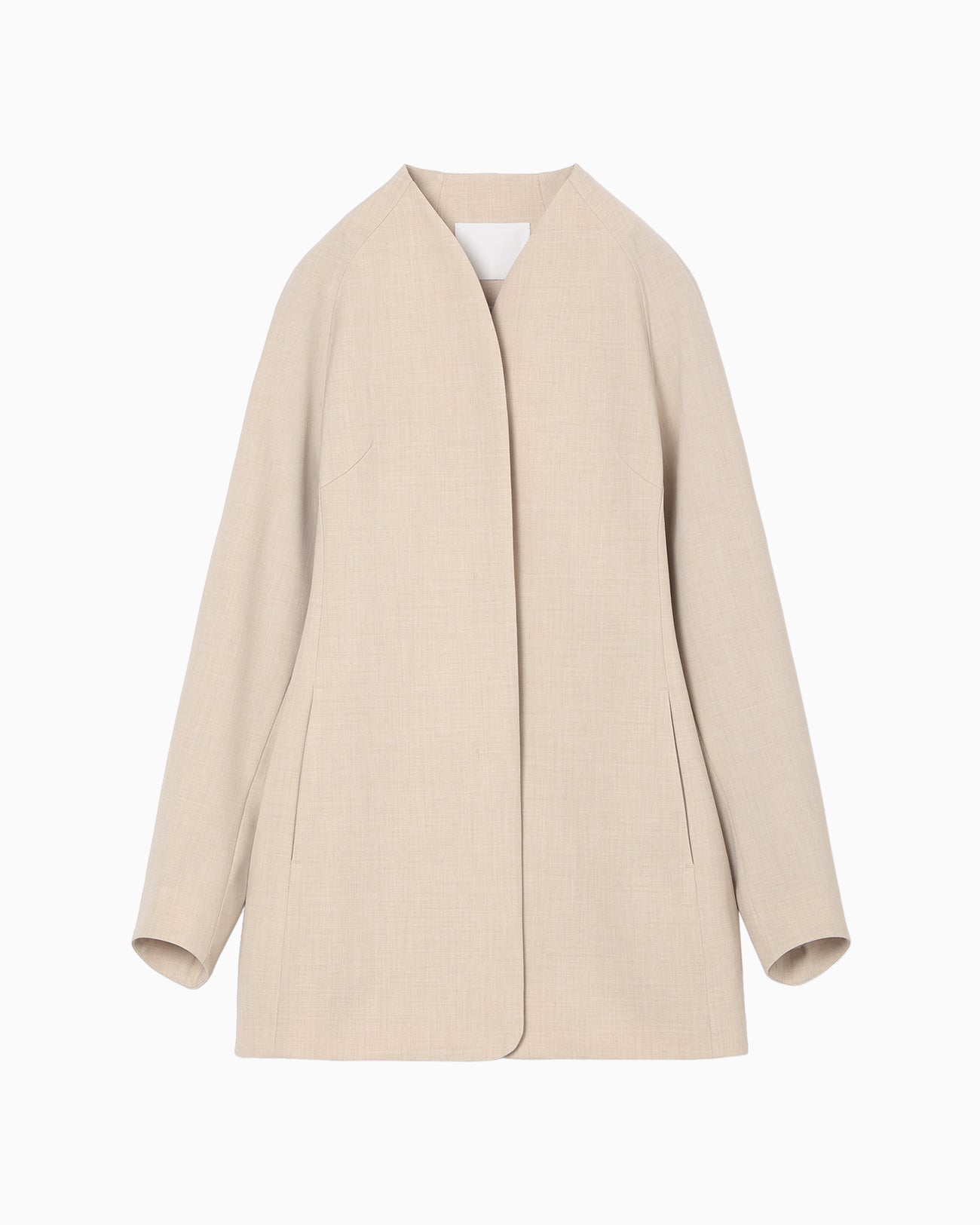 Collarless Raglan Sleeve Jacket - beige - Mame Kurogouchi