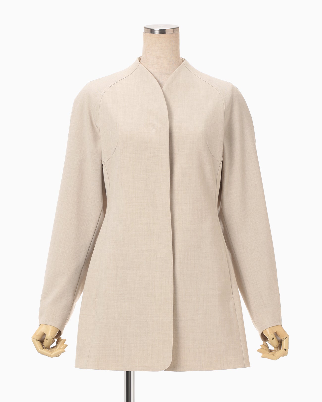 Collarless Raglan Sleeve Jacket - beige - Mame Kurogouchi