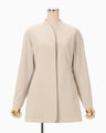 Collarless Raglan Sleeve Jacket - beige