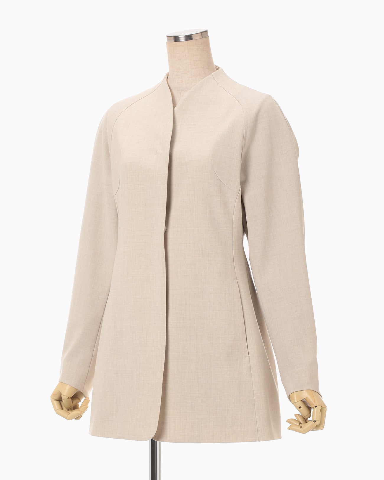 Collarless Raglan Sleeve Jacket - beige - Mame Kurogouchi