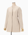 Collarless Raglan Sleeve Jacket - beige