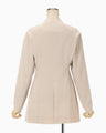 Collarless Raglan Sleeve Jacket - beige