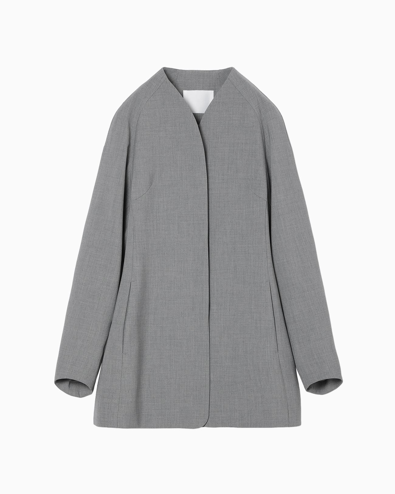 Collarless Raglan Sleeve Jacket - grey - Mame Kurogouchi