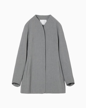 Collarless Raglan Sleeve Jacket - grey