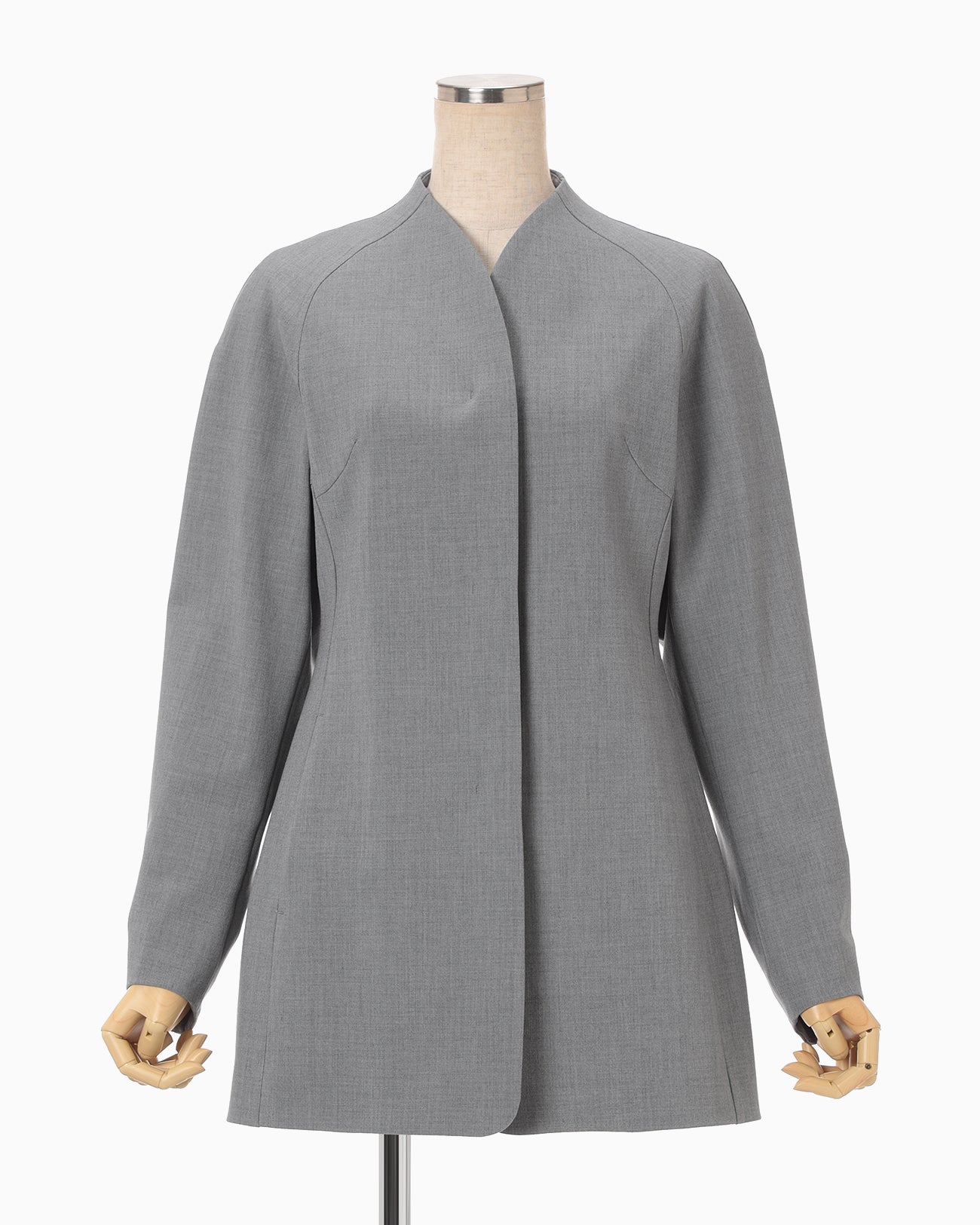 Collarless Raglan Sleeve Jacket - grey - Mame Kurogouchi