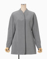 Collarless Raglan Sleeve Jacket - grey