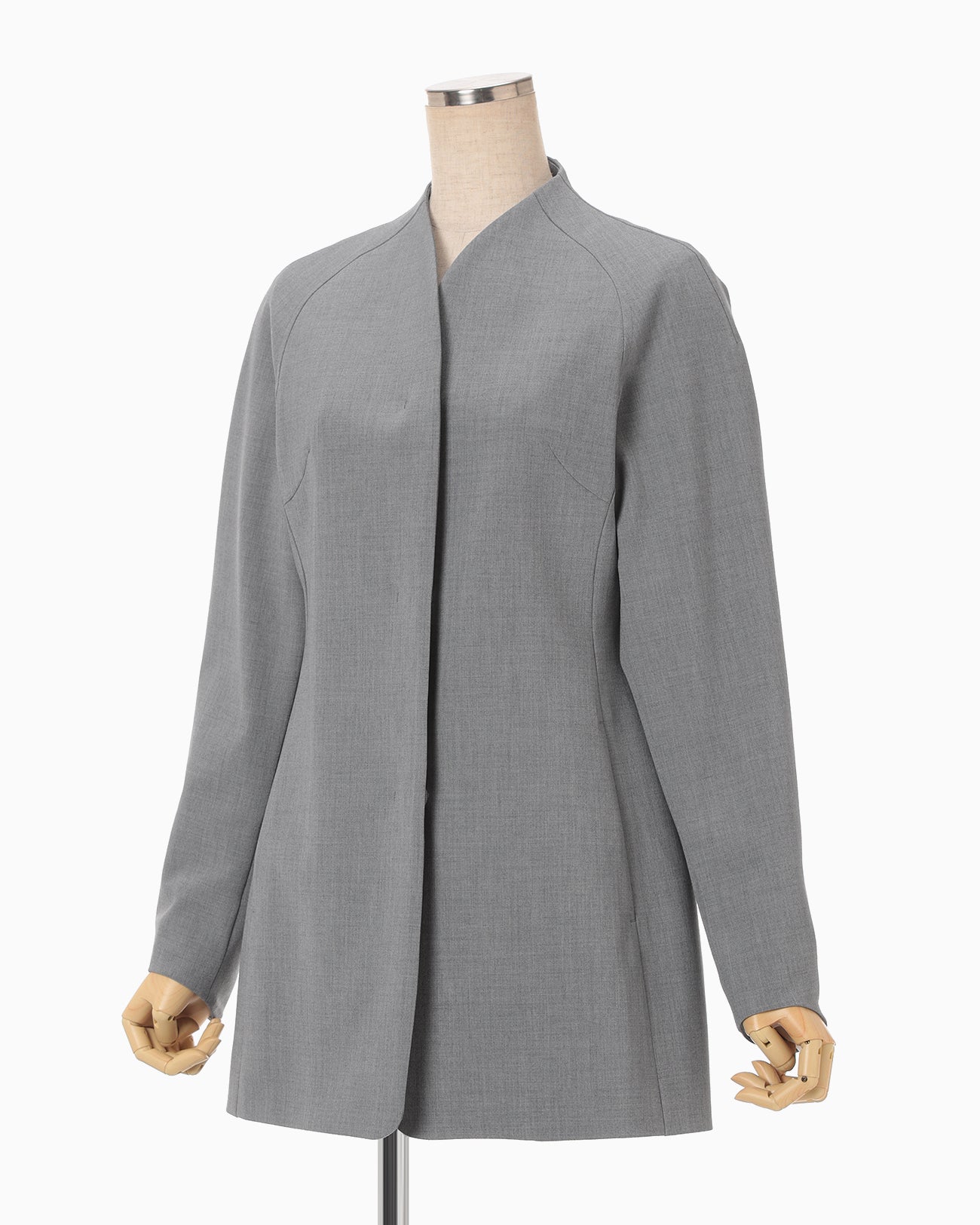 ラスト２点の在庫　M Collarless Raglan Sleeve Jacket - grey - Mame Kurogouchi