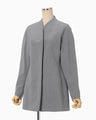 Collarless Raglan Sleeve Jacket - grey