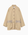 Cording Embroidery Detailed Middle Length Jacket - beige
