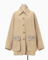 Cording Embroidery Detailed Middle Length Jacket - beige