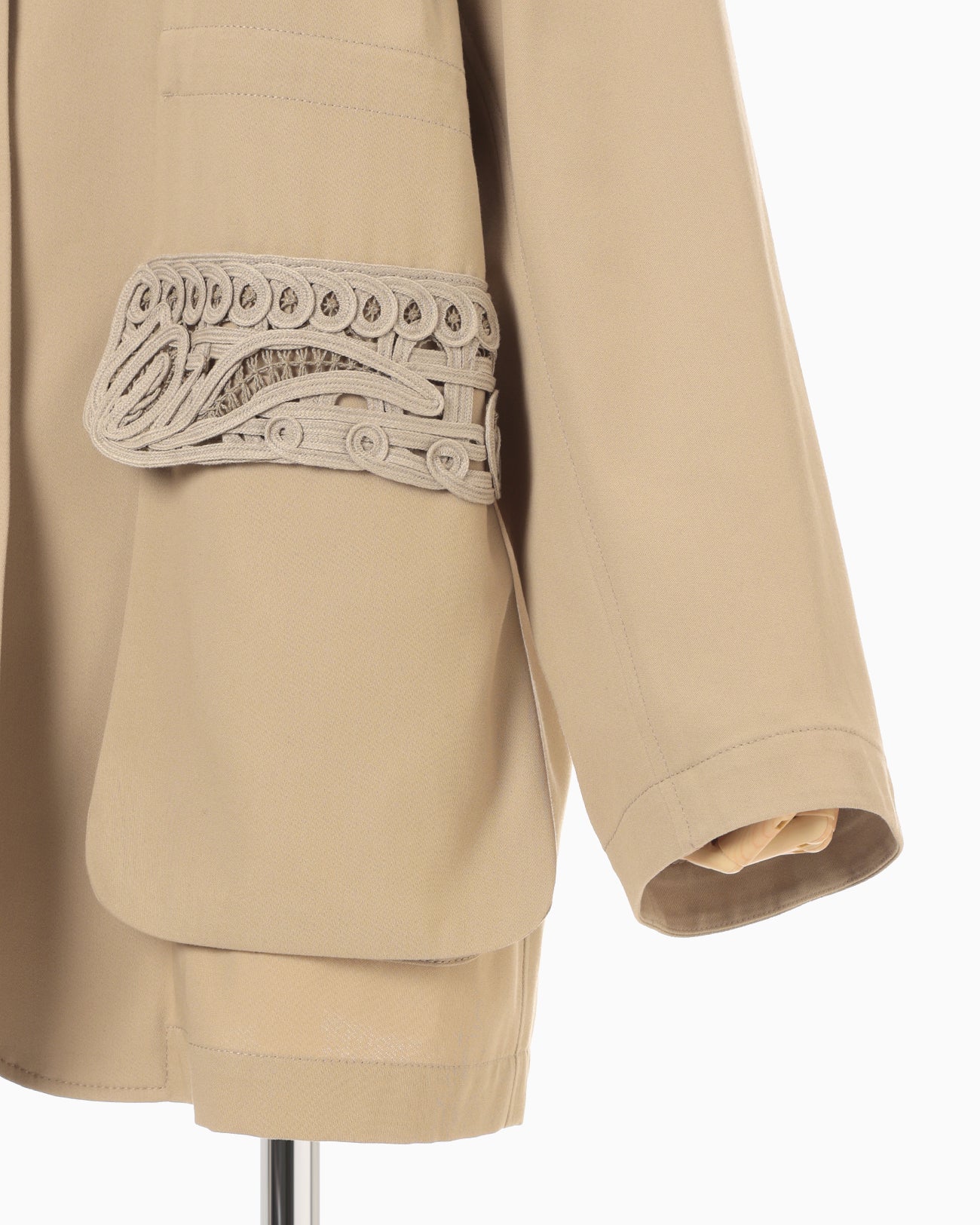 Cording Embroidery Detailed Middle Length Jacket - beige - Mame