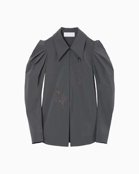 Stretch Beaded Detail Tuck Jacket - grey