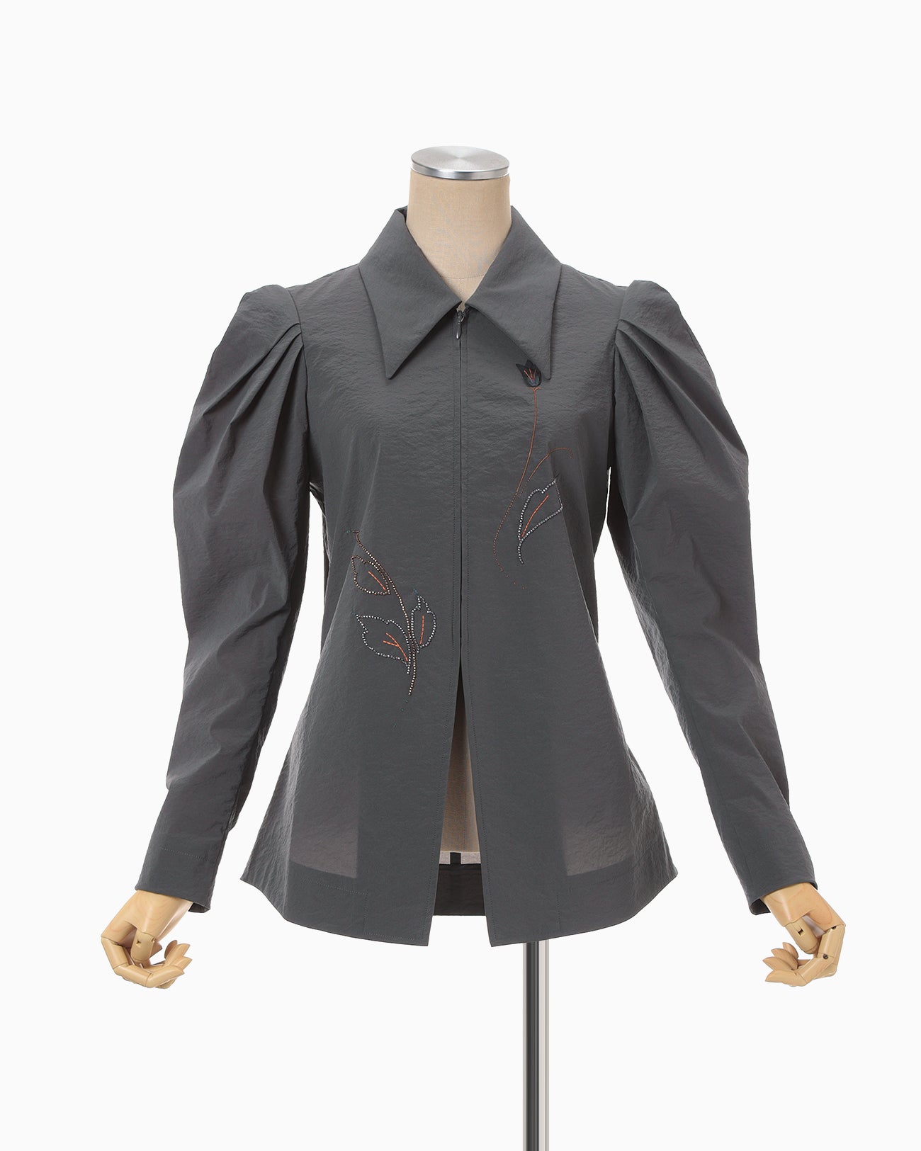 Stretch Beaded Detail Tuck Jacket - grey - Mame Kurogouchi