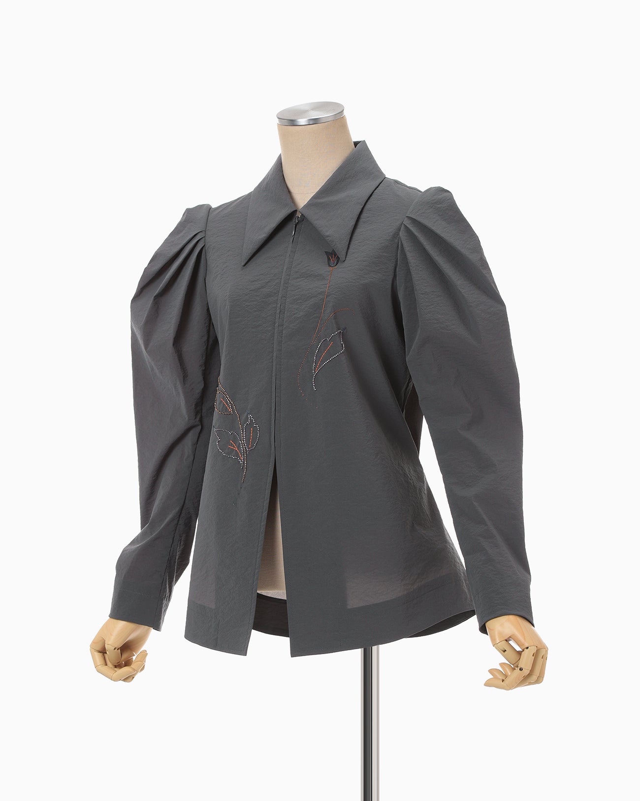 Stretch Beaded Detail Tuck Jacket - grey - Mame Kurogouchi