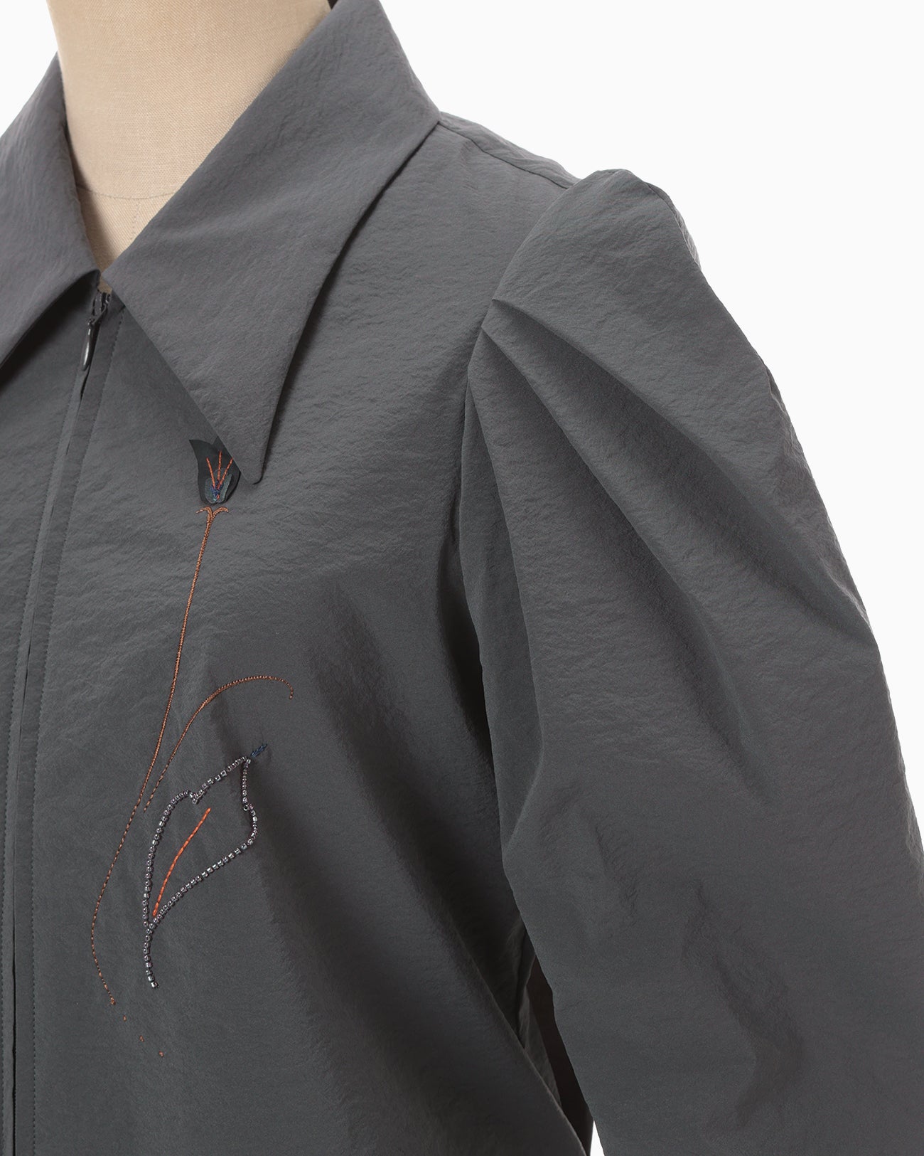 Stretch Beaded Detail Tuck Jacket - grey - Mame Kurogouchi