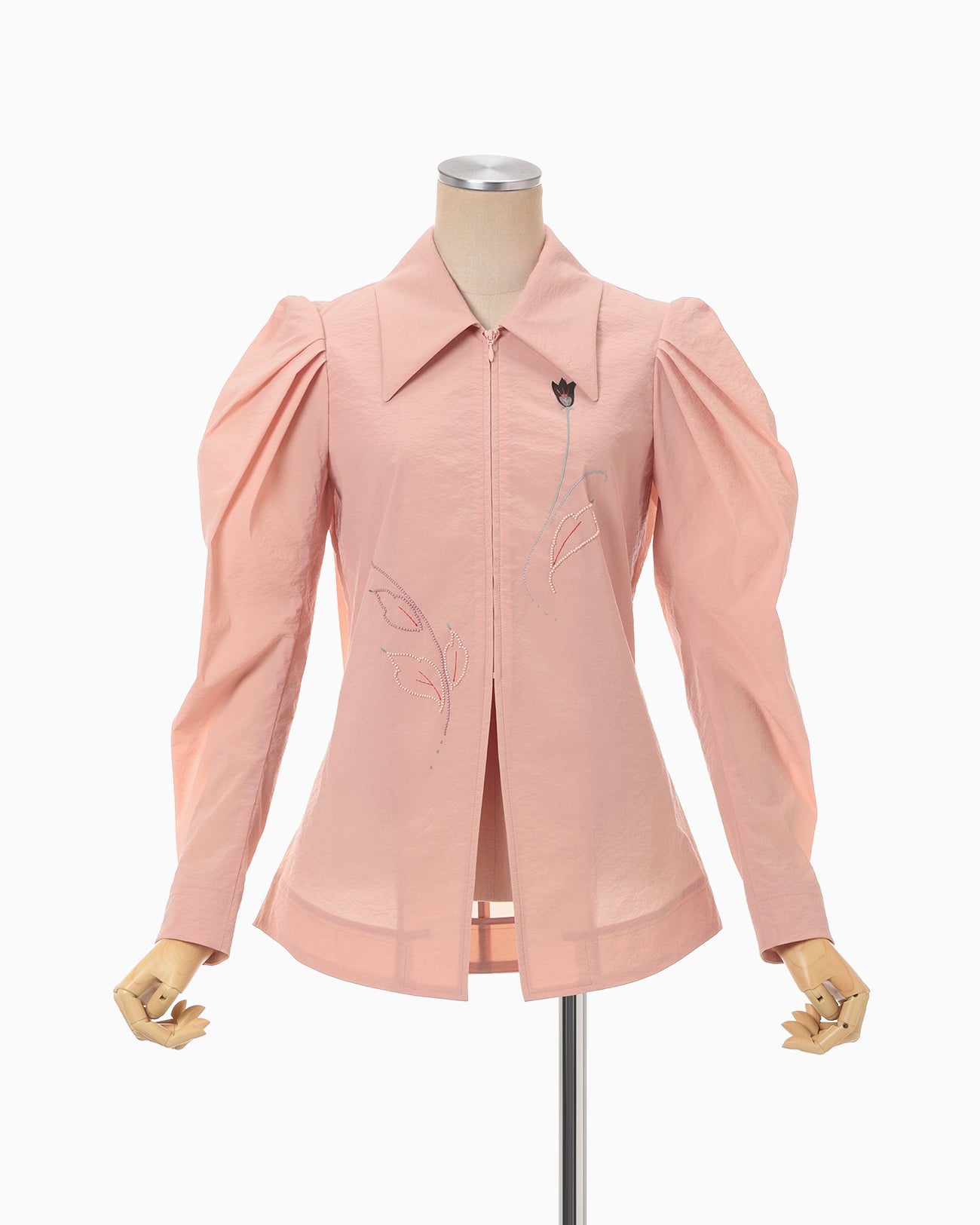 Stretch Beaded Detail Tuck Jacket - pink - Mame Kurogouchi