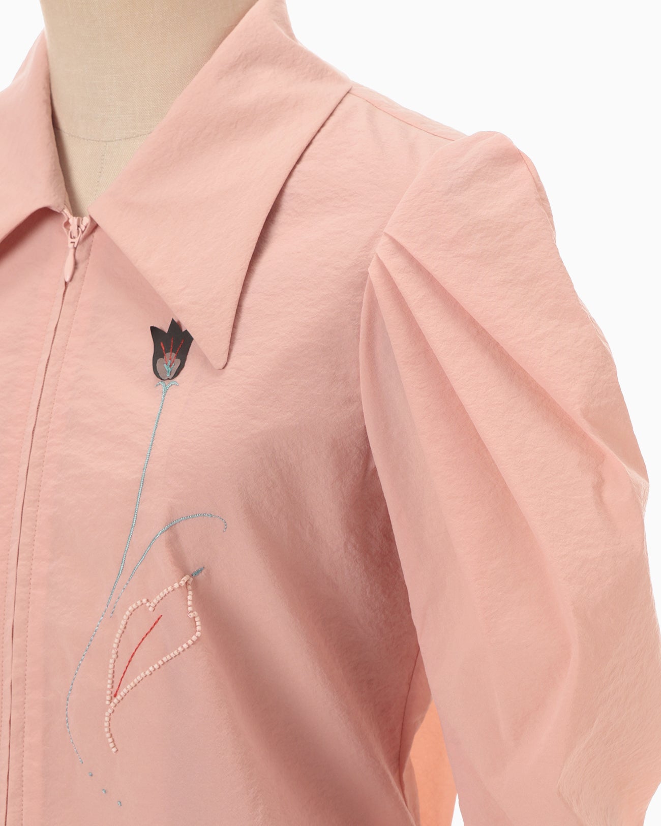 Stretch Beaded Detail Tuck Jacket - pink - Mame Kurogouchi