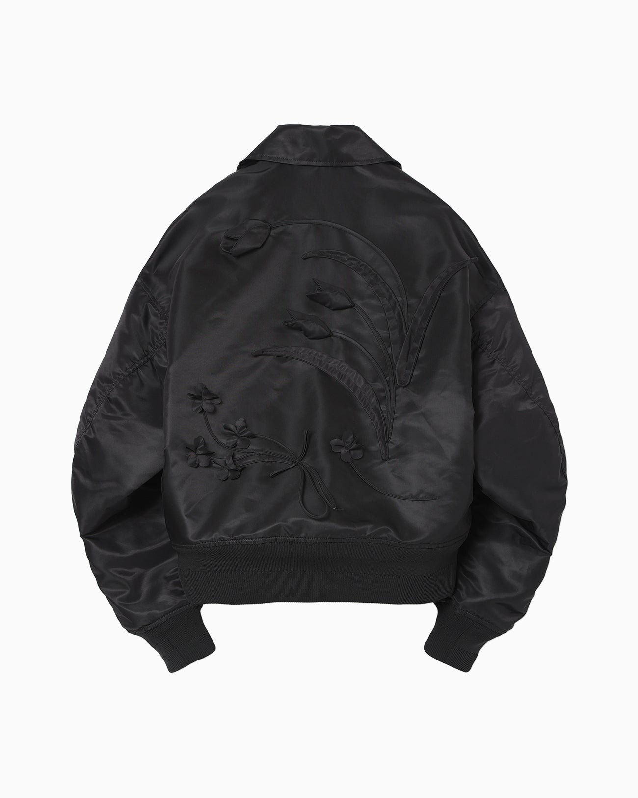Nylon Twill 3D Embroidery Flight Jacket - black - Mame Kurogouchi
