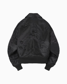 Nylon Twill 3D Embroidery Flight Jacket - black