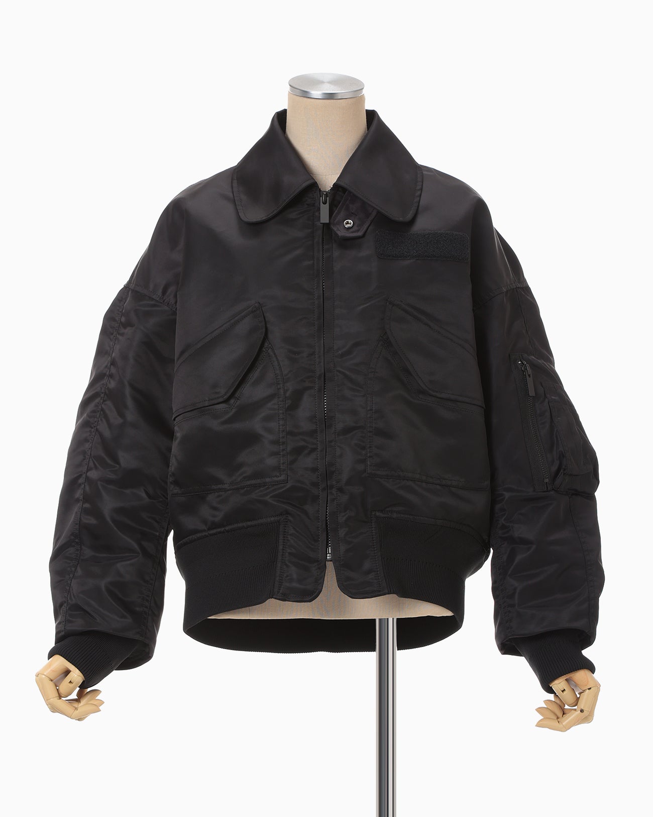 Nylon Twill 3D Embroidery Flight Jacket - black - Mame Kurogouchi