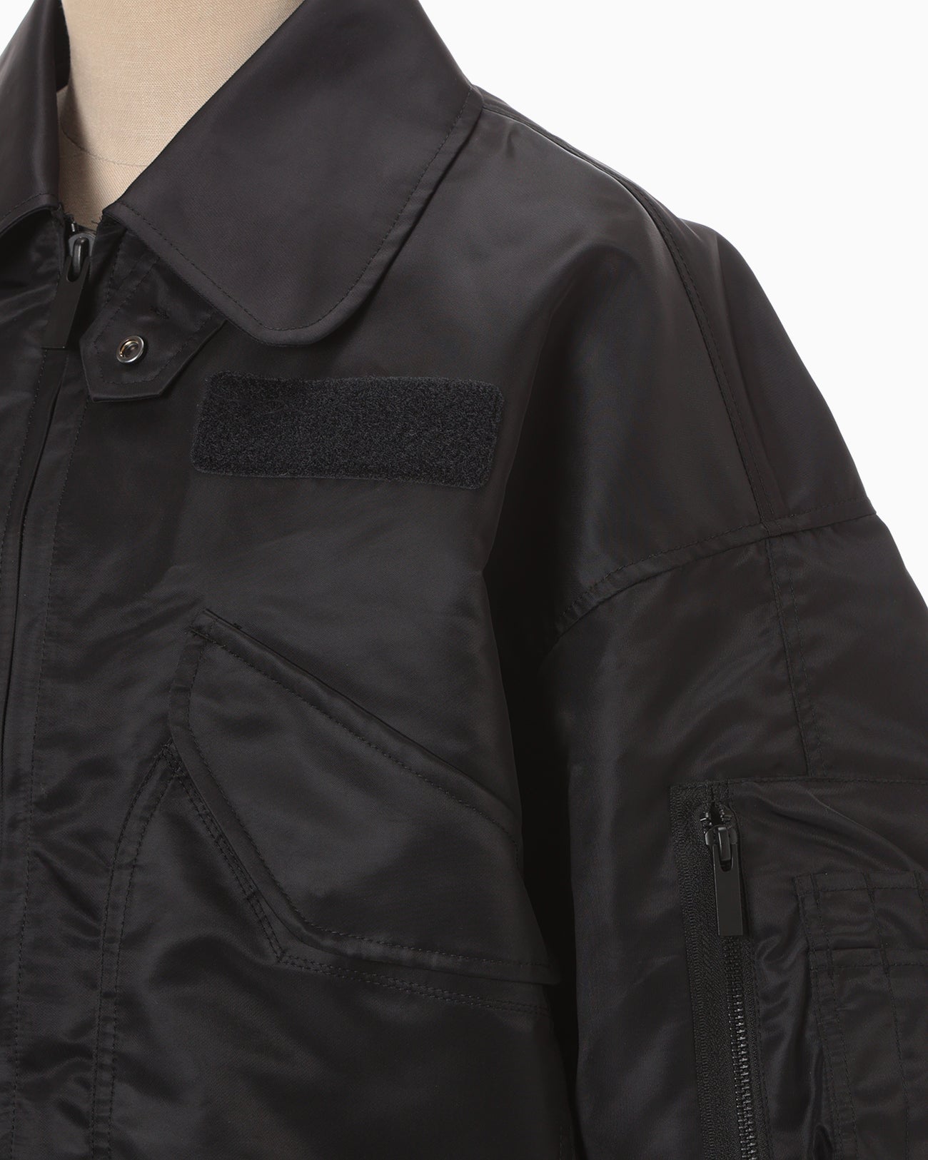 Nylon Twill 3D Embroidery Flight Jacket - black - Mame Kurogouchi