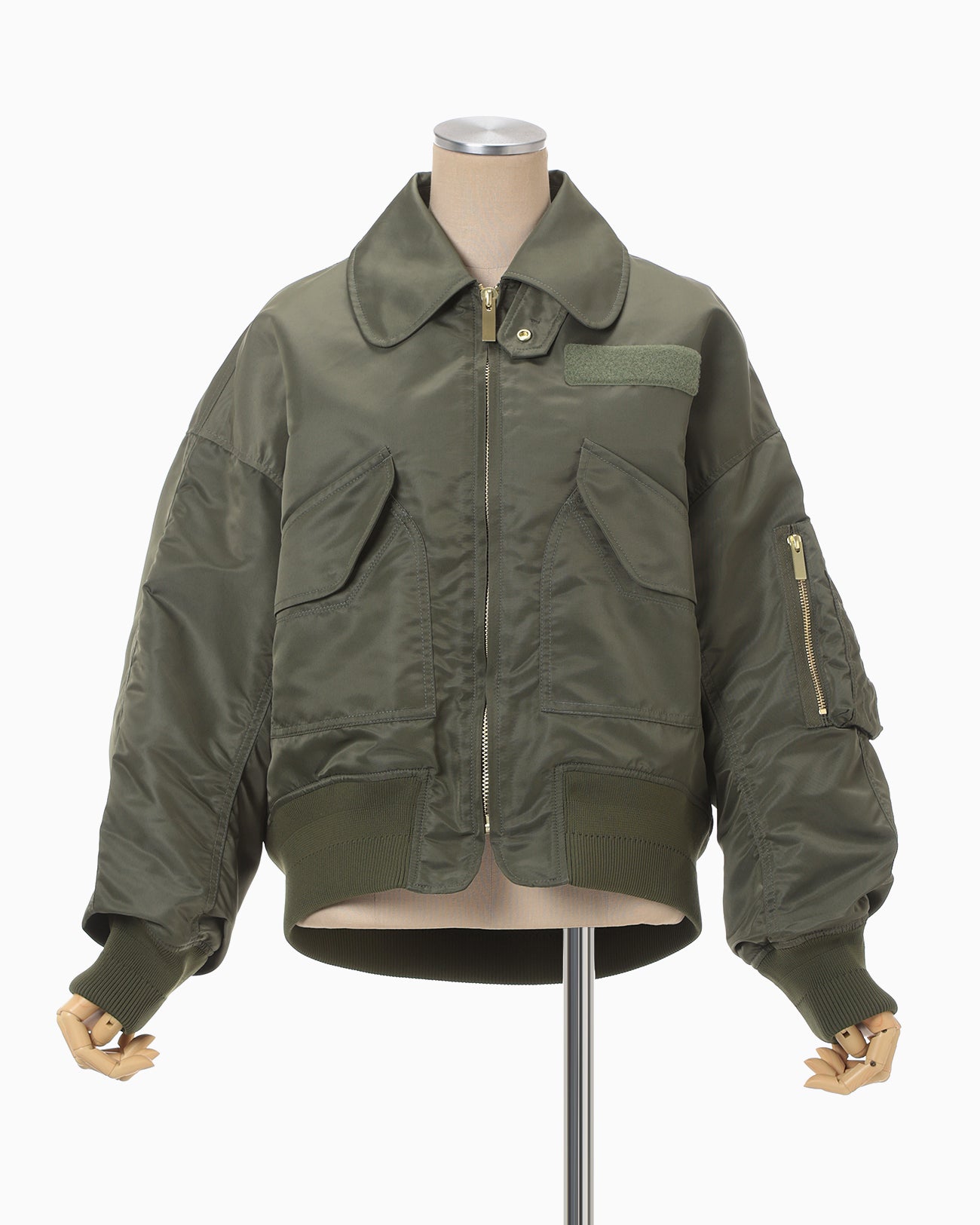 Nylon Twill 3D Embroidery Flight Jacket - khaki - Mame Kurogouchi