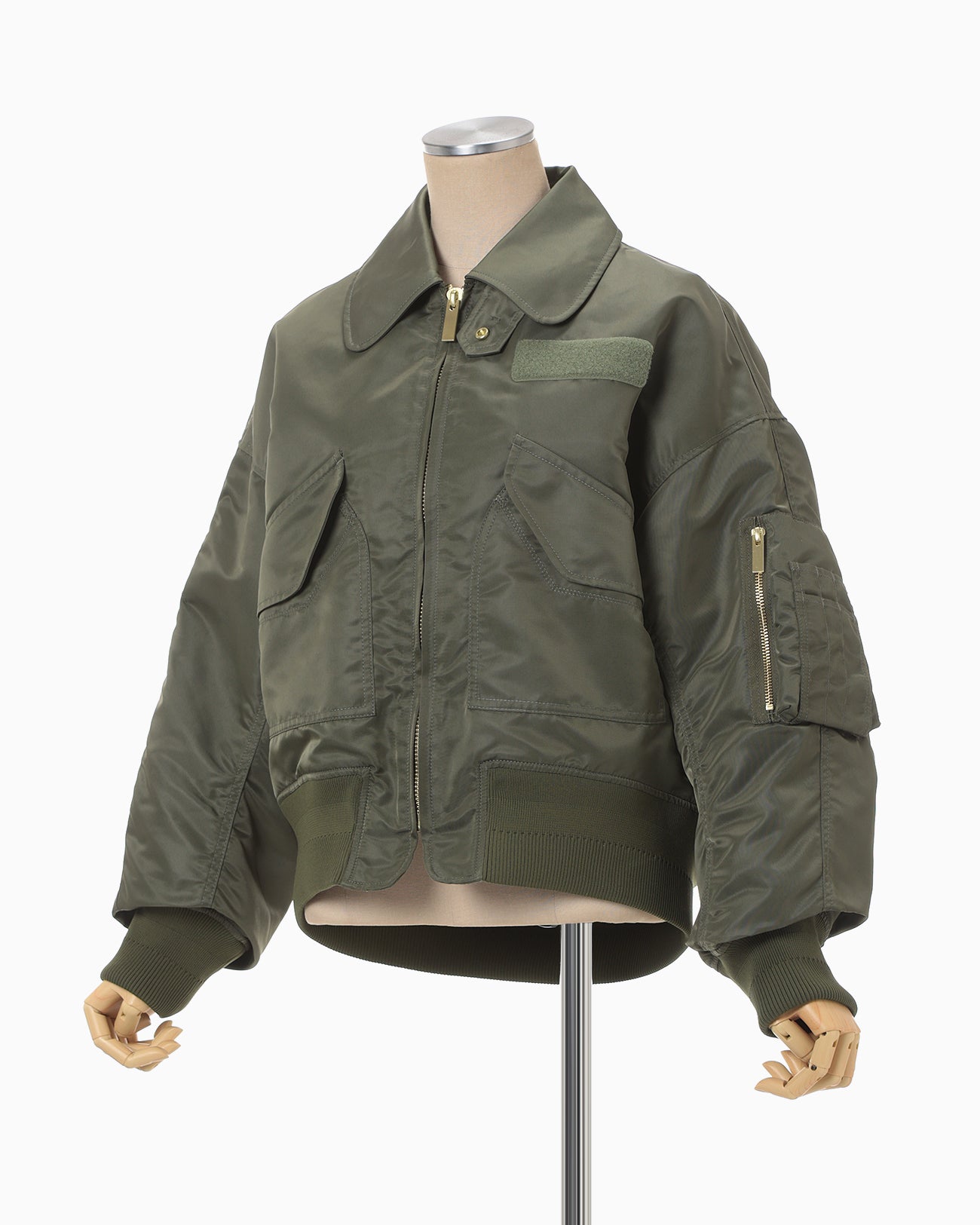 Nylon Twill 3D Embroidery Flight Jacket - khaki - Mame Kurogouchi
