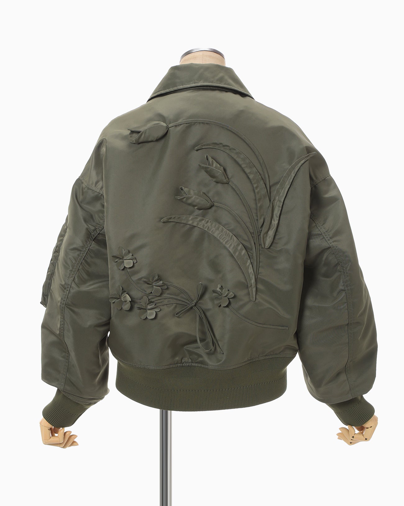 Nylon Twill 3D Embroidery Flight Jacket - khaki - Mame Kurogouchi