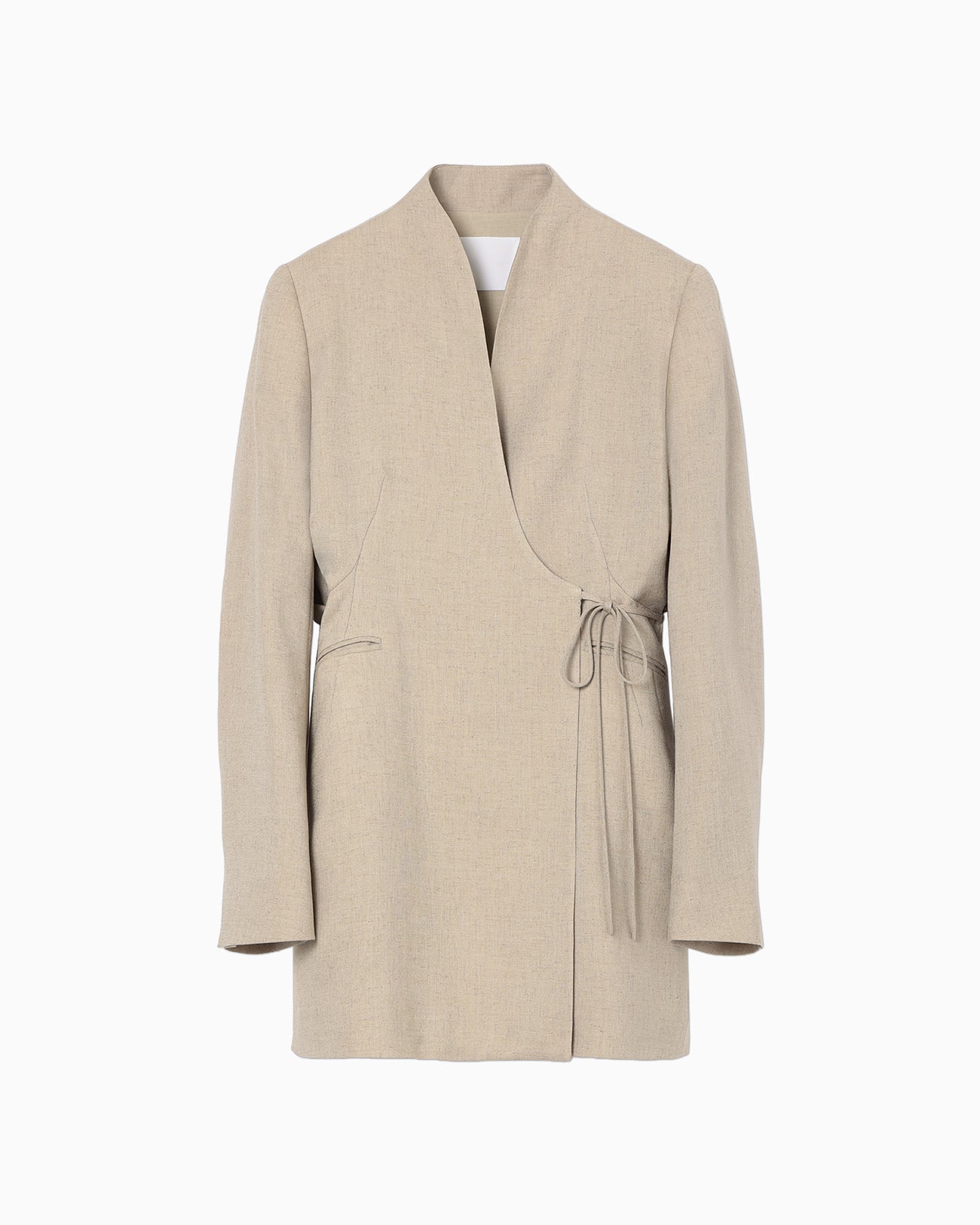 Triacetate Polyester Collarless Jacket - beige - Mame Kurogouchi