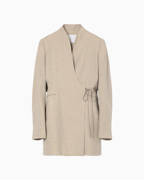 Triacetate Polyester Collarless Jacket - beige