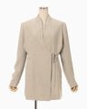 Triacetate Polyester Collarless Jacket - beige