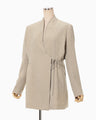 Triacetate Polyester Collarless Jacket - beige