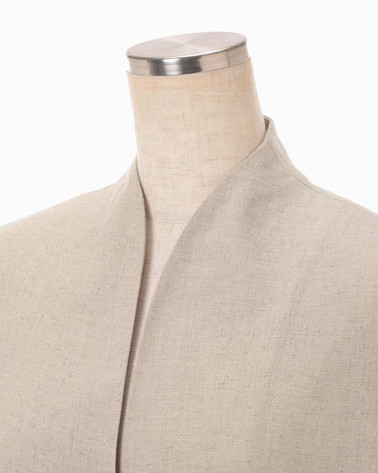 Triacetate Polyester Collarless Jacket - beige - Mame Kurogouchi