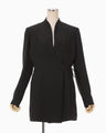 Triacetate Polyester Collarless Jacket - black